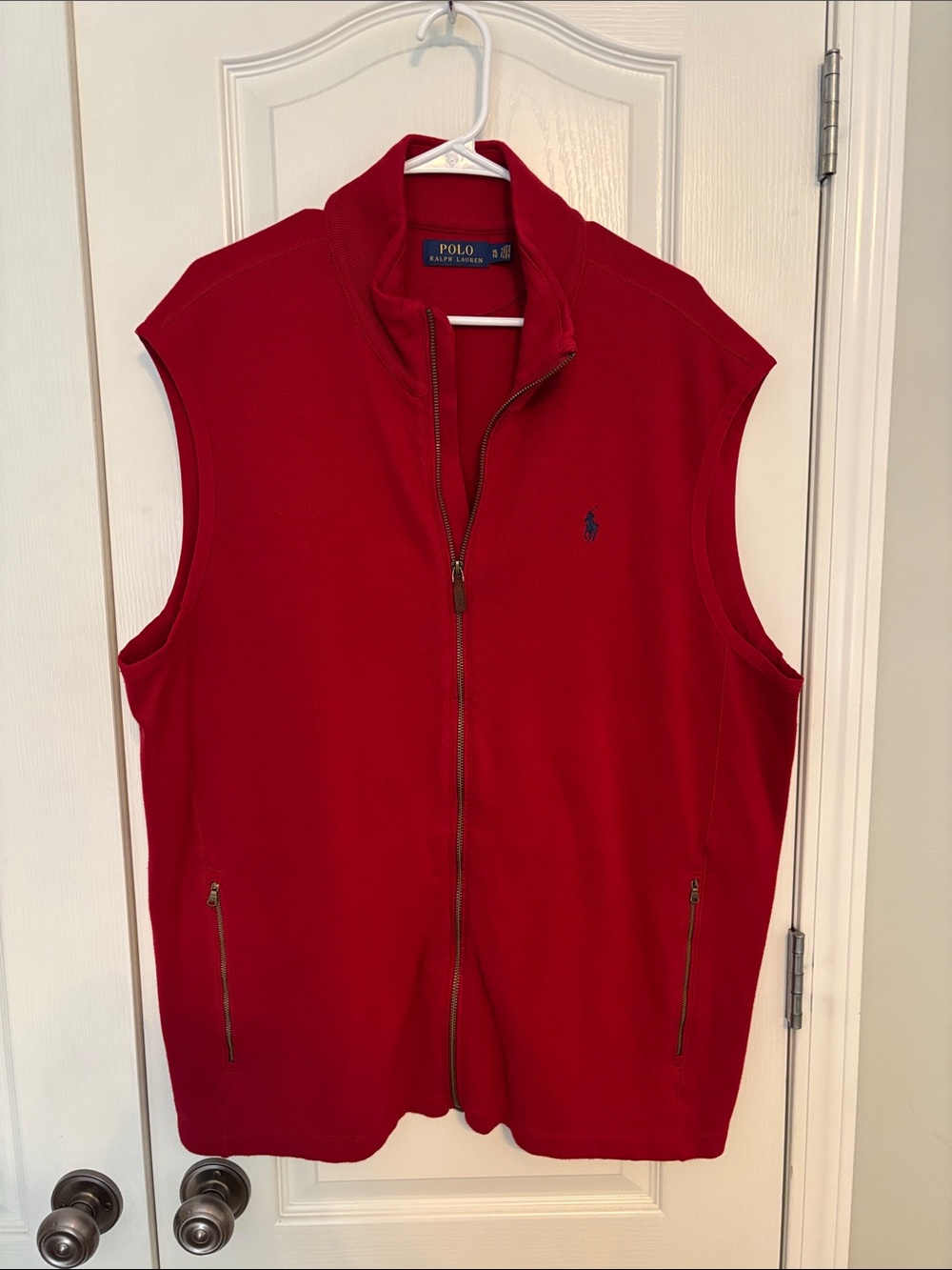 Polo by Ralph Lauren Men’s Red Full-Zip Cotton Sleeveless Vest size XL